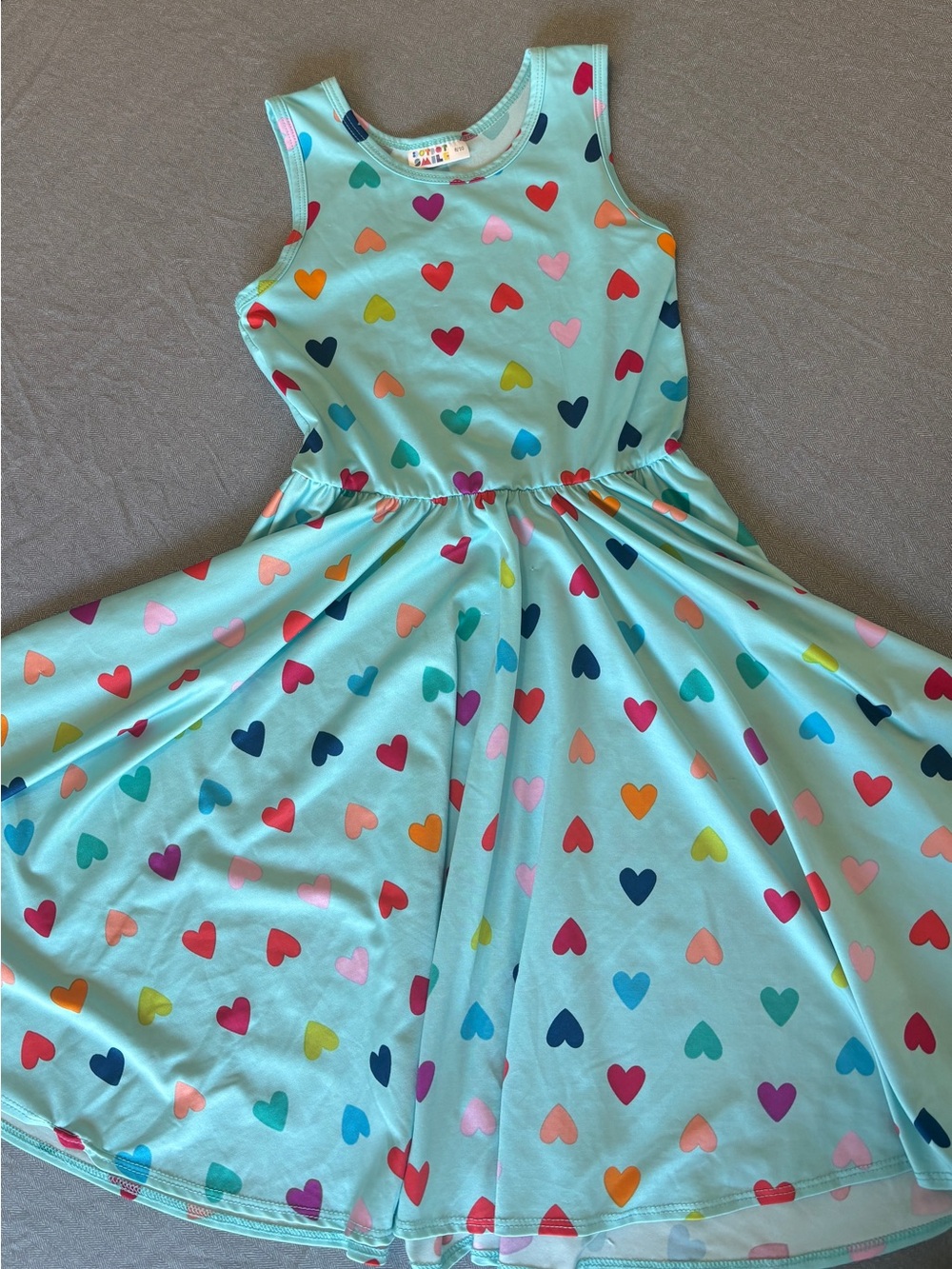Dot Dot Smile Aqua Heart Print Twirl Dress
